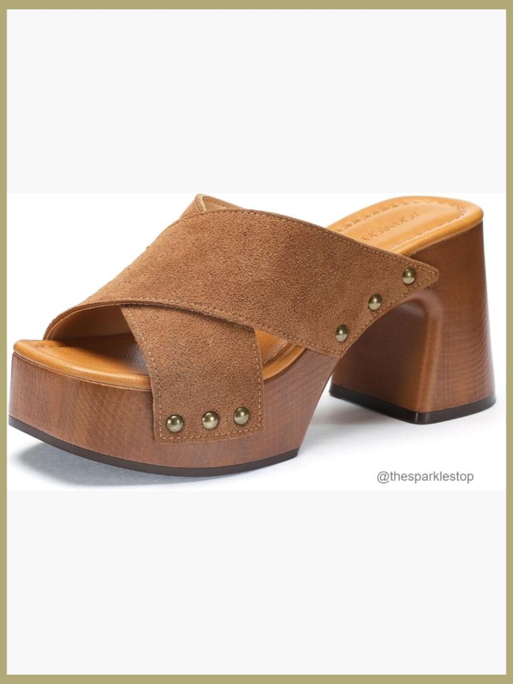 Women's Platform Chunky Sandals, Square Open Toe Block Heels Studded Slip On - Picture 1 of 7